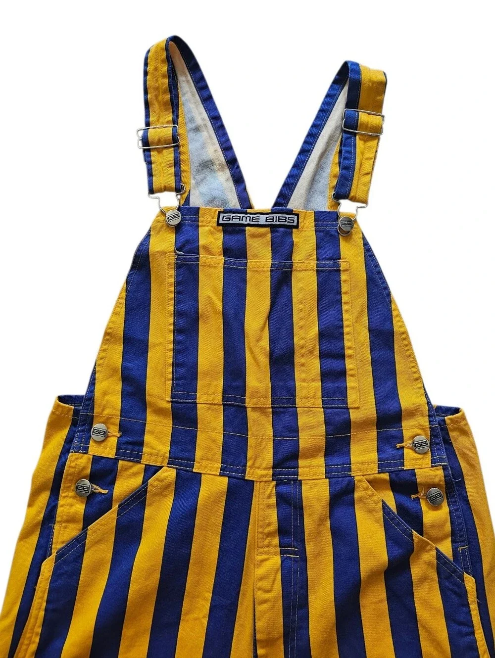 Game Bibs Overall Striped Unisex Blue Yellow